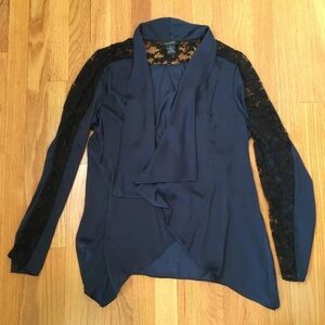 Silky Lace Open Front Blouse